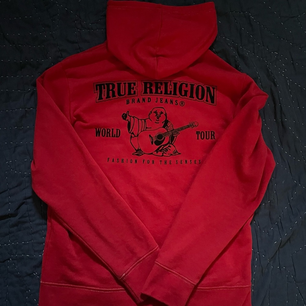 True Religion Men's Red Hoodie Sweater